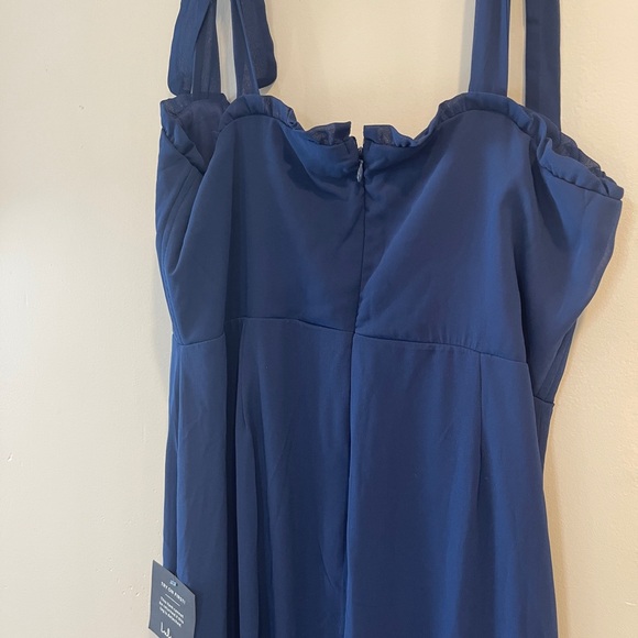 Lulu's Truly Gorgeous Dark Blue Ruffled Bustier Tie-Strap Maxi Dress Size XL - Picture 9 of 11